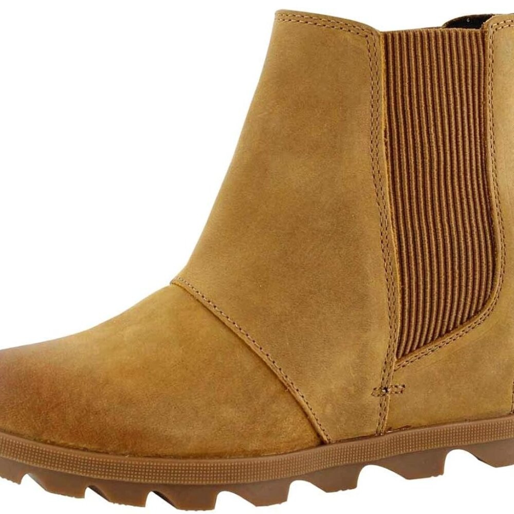 Sorel‎ Women's Tan Camel Joan Of Arctic Wedge Leather Ankle Bootie Size US 6.5